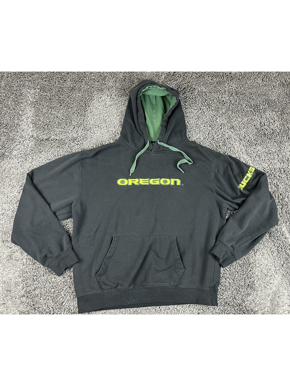 Oregon Ducks Hoodie Men Black Green Stadium Athletics Pullover Sweatshirt Sz L